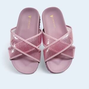 J. Crew Toddler Girls Size 8 Pink Jelly Sparkle Pool Slide Sandals